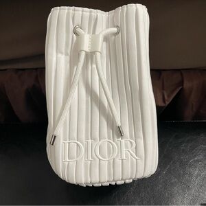 Dior White Quilted Drawstring Backpack